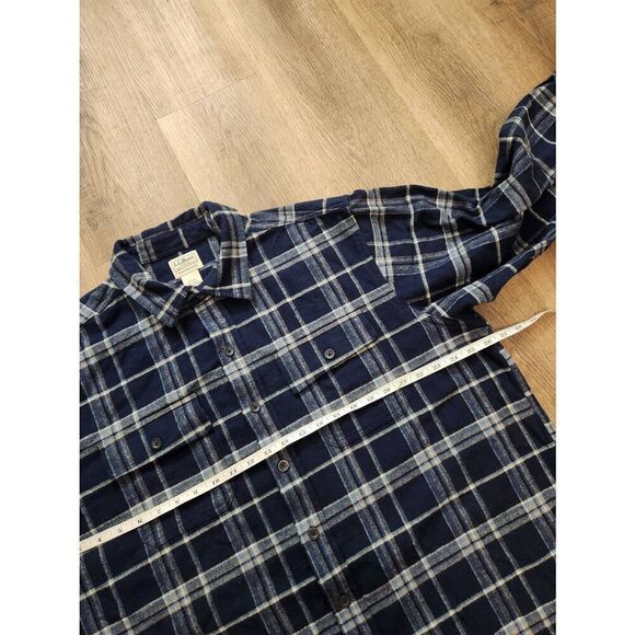 L.L. Bean mens XL TALL plaid flannel shirt button up Double chest pocket LS Blue - Picture 4 of 7